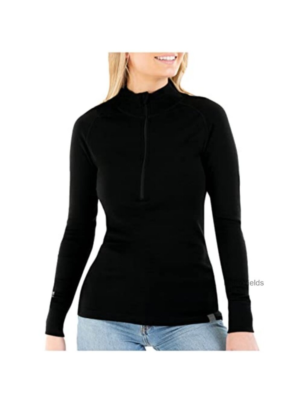 Merino Wool Half Zip Base Layer for Women Thermal Long Sleeve Midweight 250g
